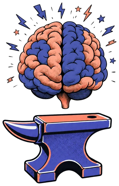 Brainsmith logo: a brain on an anvil